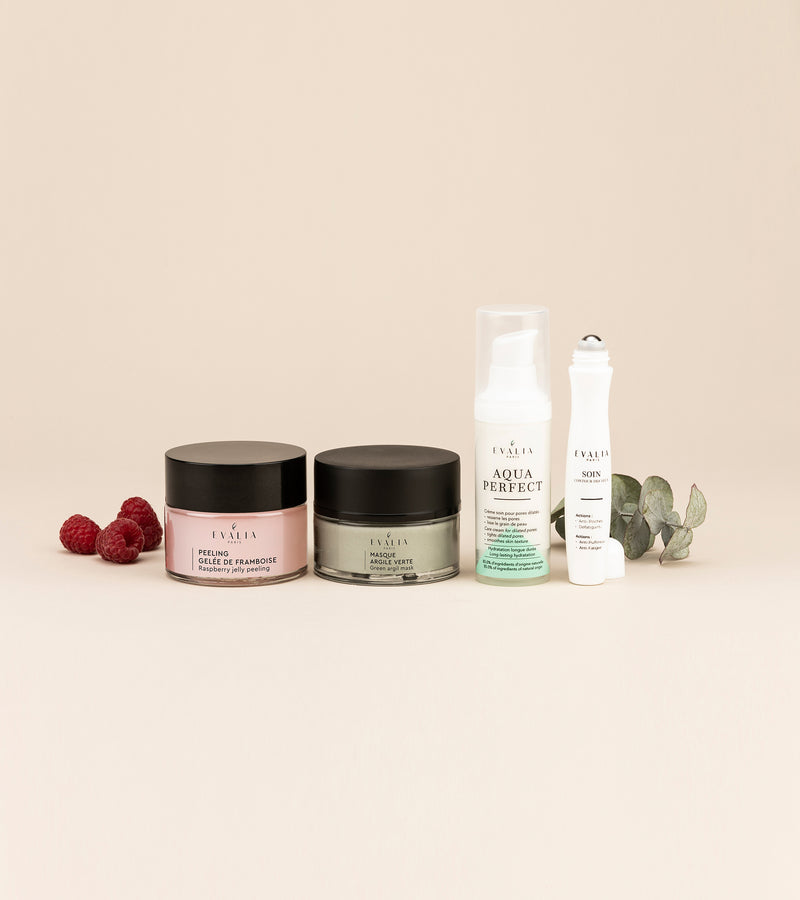 Coffret 4 produits : Aqua Perfect + Peeling + Masque + Soin contour des yeux
